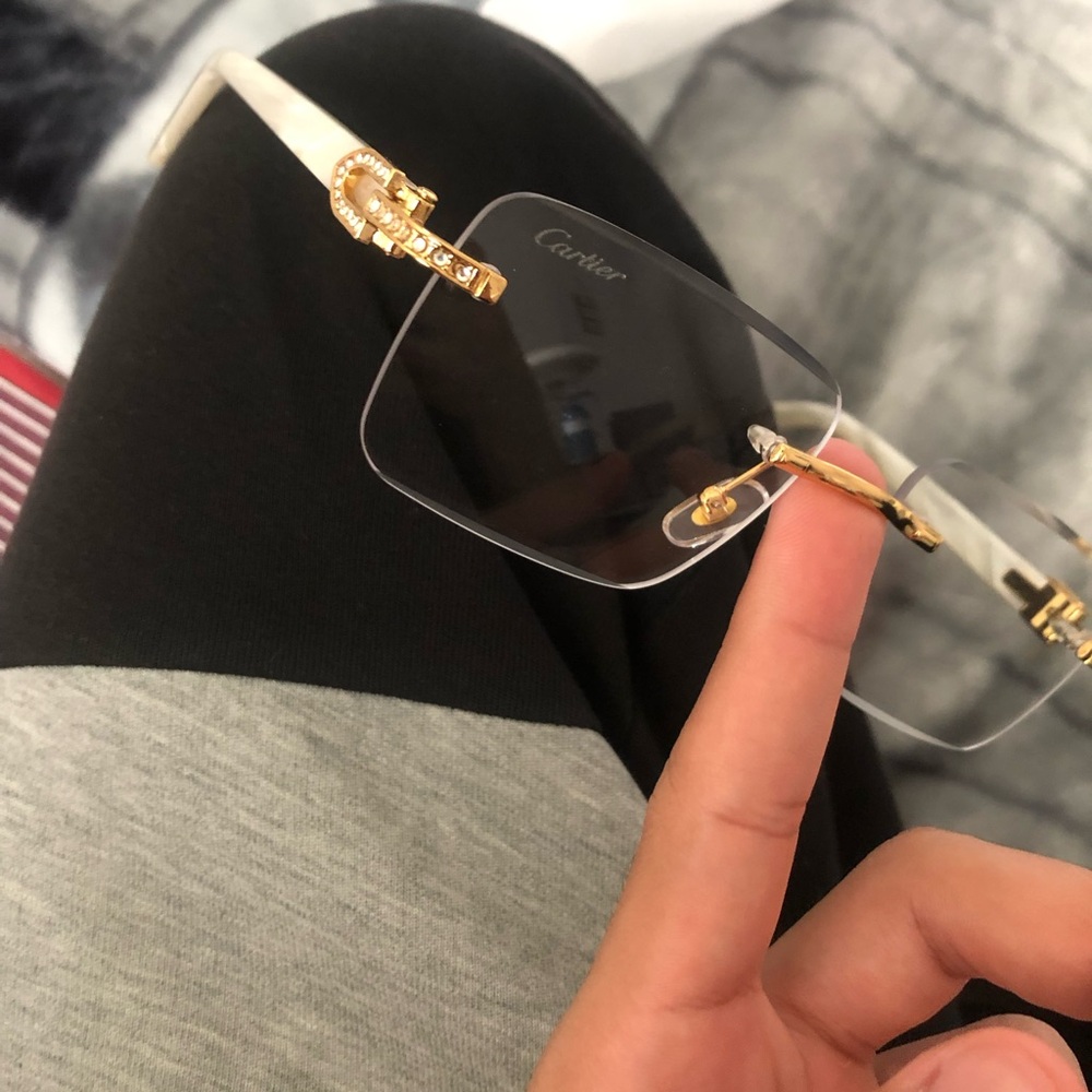 Cartier Rimless Gold & White Clear Frame Glasses